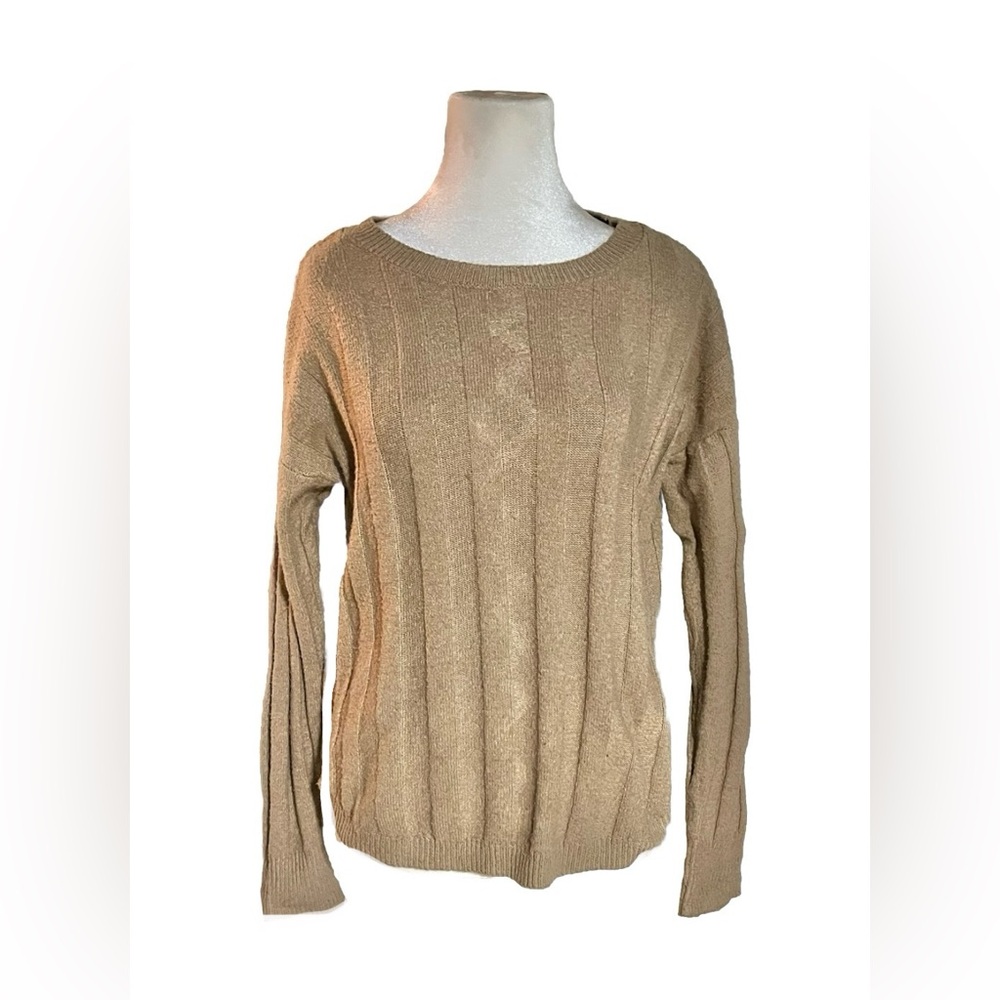 Pink Republic Women’s Tan Sweater Crossed Laces Back Design Size XS Stretch